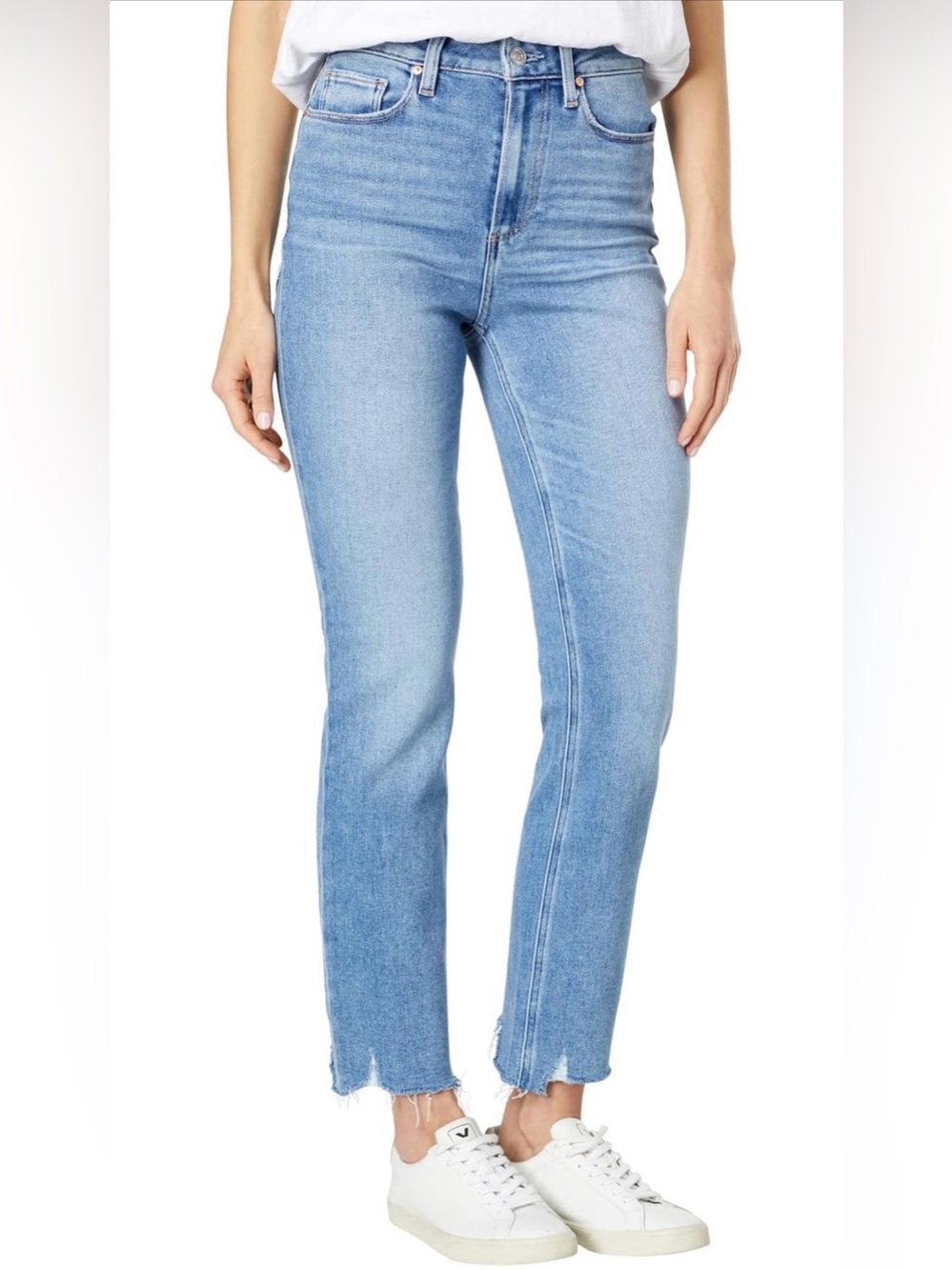 PAIGE Accent High-Rise Straight Jeans in Mel Destroyed size 33